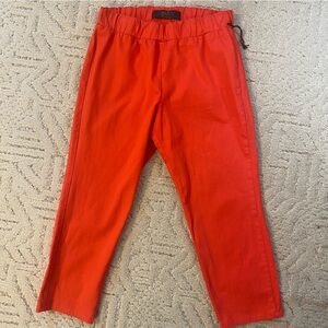MU Makers USA Stylish Red Orange Women's Cropped Ankle Pants Casual Pull-on
